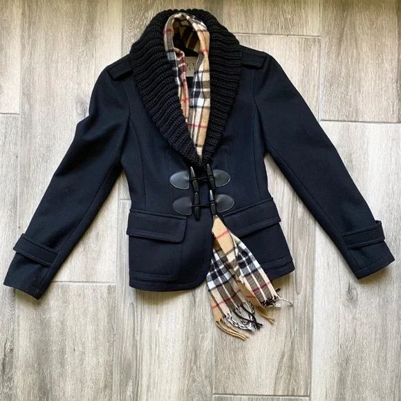 Women’s Burberry Toggle Wool Coat Sz 2